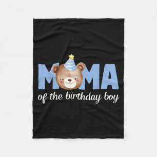 Mama teddy bear 1st birthday boy party family fleece blanket