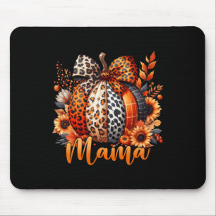 Mama Thanksgiving Leopard Pumpkin Sunflower Coquet Mouse Pad