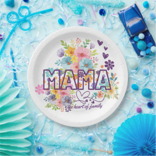 Mama the heart of Family Trendy Design Paper Plate