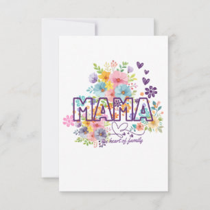 Mama the heart of Family Trendy Design  Thank You Card