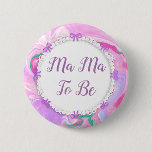 Mama To Be Baby Shower Pink & Purple  6 Cm Round Badge