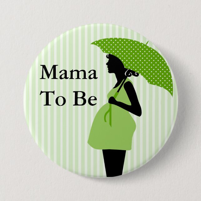 Mama to Be Green Themed Baby Shower Button (Front)