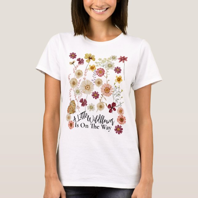 Mama To Be Rustic Boho Wildflower T-Shirt (Front)