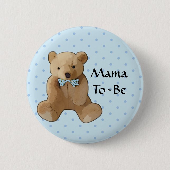Mama To Be Teddy Bear Baby Shower Button (Front)