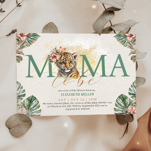 Mama To Be Tiger Animal Wild Baby Girl Shower Invitation