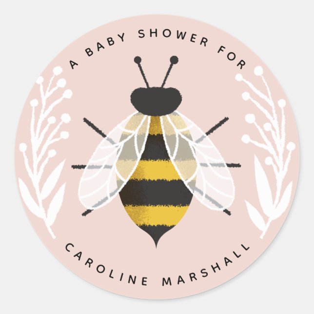 Mama to Bee Baby Girl Shower Sticker (Front)