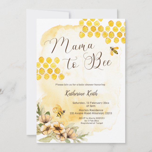 Mama to Bee Baby Shower Invitation (Front)