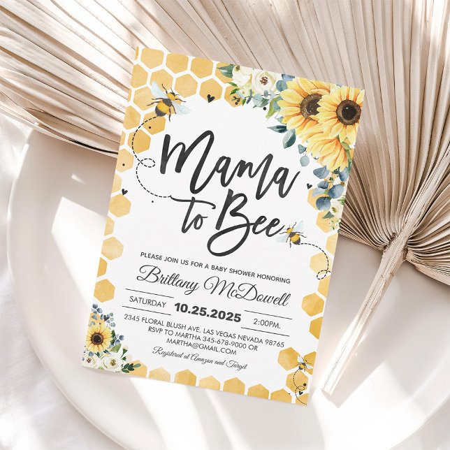 Mama to Bee Baby Shower Invitation Honey Bumblebe (Creator Uploaded)