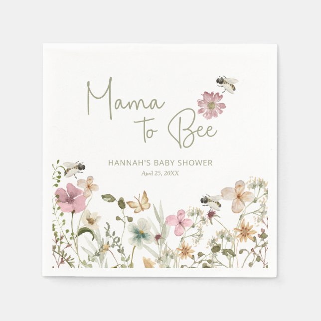 Mama to Bee Baby Shower Napkin (Front)