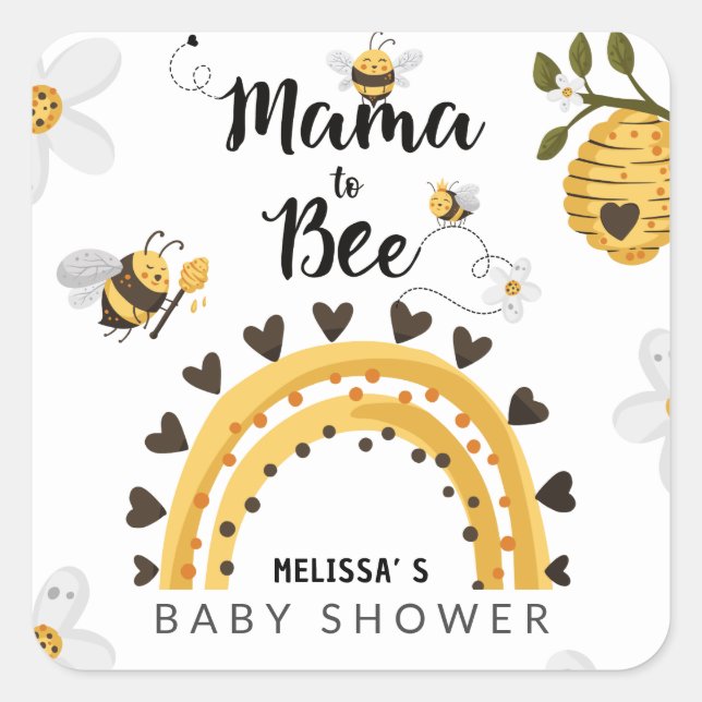Mama to Bee Baby Shower Square Sticker (Front)
