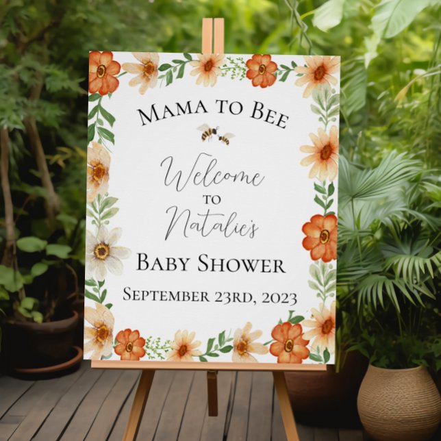 Mama to Bee Baby Shower Welcome Sign Glossy Poster (Creator Uploaded)