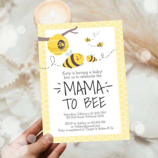 Mama to Bee Cute Honey Gender Neutral Baby Shower Invitation (Creator Uploaded)
