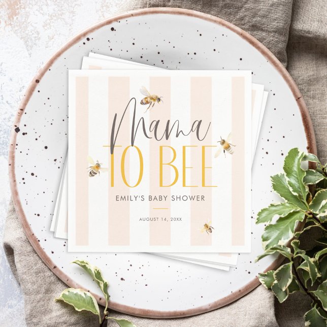 Mama to Bee Honey Gender Neutral Baby Shower Napkin (Creator Uploaded)