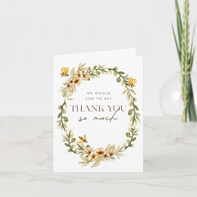 Mama to Bee Spring Baby Shower  Thank You Card (Front)