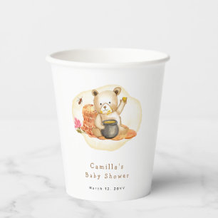 Mama To Bee Teddy Bear Honeycomb Baby Shower Paper Cups