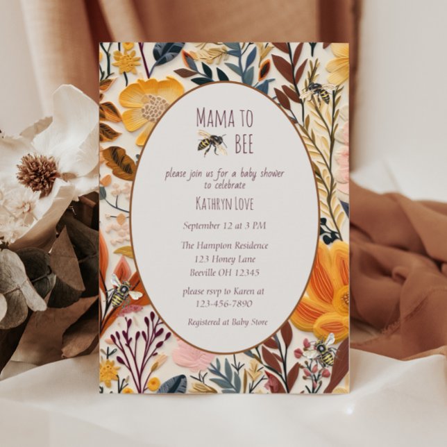 Mama to bee vintage wildflower baby shower invitation (Creator Uploaded)