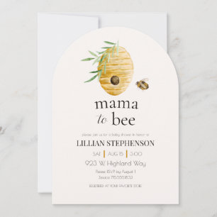 Mama To Bee Watercolor Bumblebee Baby Shower Invitation
