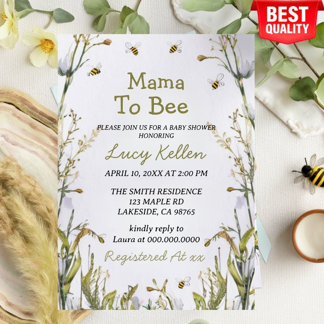 Mama to Bee Wildflower Baby Shower Invitation (Creator Uploaded)