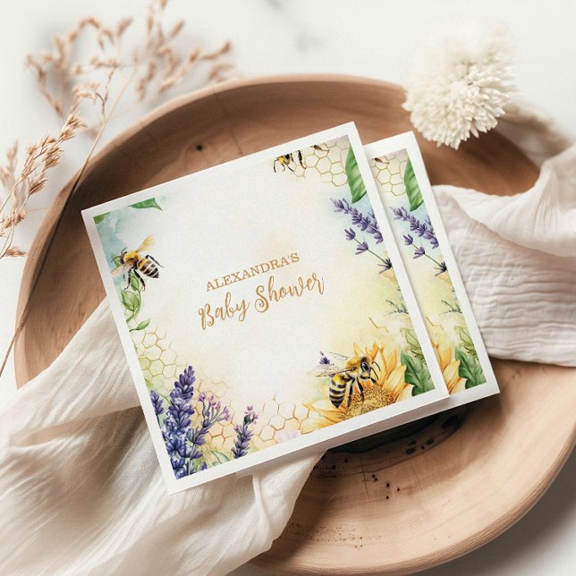 Mama to Bee Wildflower Honeybee Mummy  Baby Shower Napkin (Creator Uploaded)
