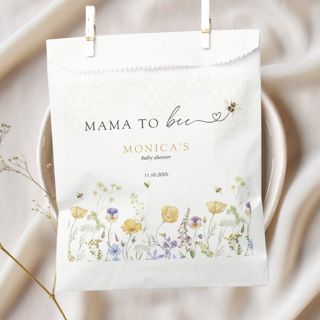 Mama to Bee Wildflower Rustic Garden Baby Shower Favour Bag (mama to bee baby shower favor bags meadow wildflowers )