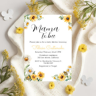 Mama to Bee Yellow flowers Bumblebee Baby Shower Invitation