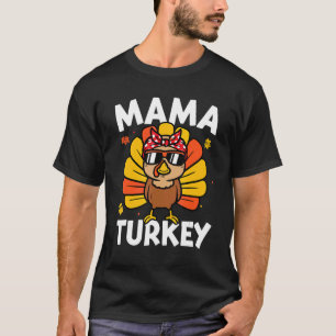 Mama Turkey Autumn Fall Y'all Thanksgiving Retro B T-Shirt