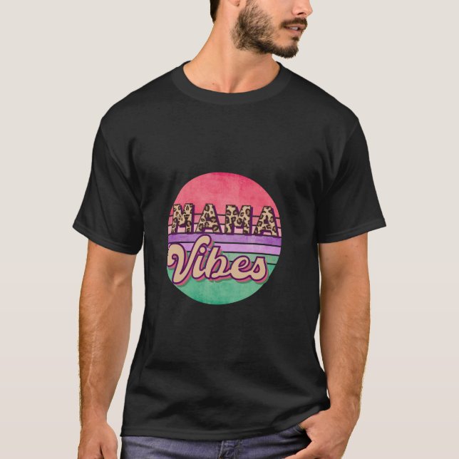 Mama Vibes Leopard 70s  T-Shirt (Front)