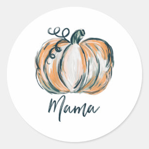 Mama Watercolor Pumpkin Fall Thanksgiving Hallowee Classic Round Sticker