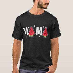 Mama Watermelon Summer Fruit Watermelon Slice Moth T-Shirt