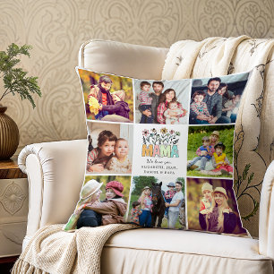 Mama we love you cute flowers Mother photo collage Cushion
