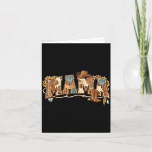 Mama Western Retro Groovy Cow Skull Country Rodeo Card