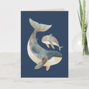 Mama Whale& Calf with Photo Navy Blue Mother's Day Card
