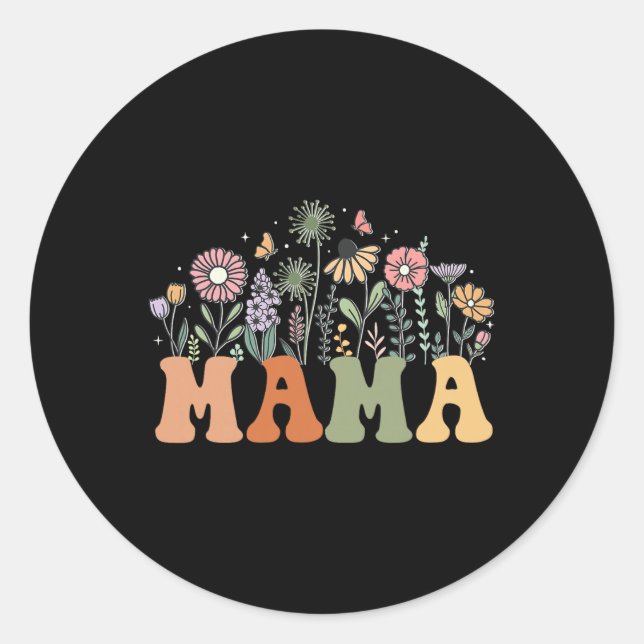 Mama Wildflower Floral Birthday Baby Shower New Ma Classic Round Sticker (Front)