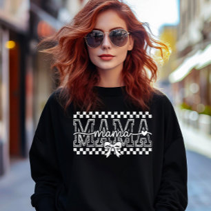 MAMA with Checks and a Bow Sweatshirt