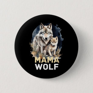 Mama Wolf And Baby Mama Mummy Mum Mothers Day 6 Cm Round Badge