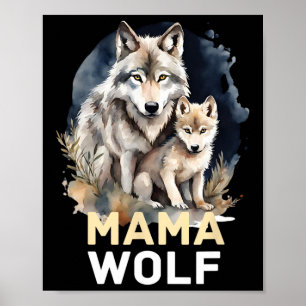 Mama Wolf And Baby Mama Mummy Mum Mothers Day Poster