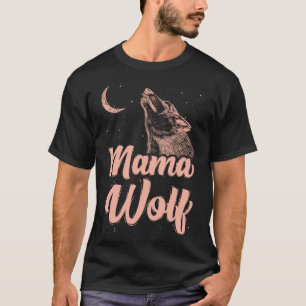 Mama Wolf And Moon Momma Wolf Howling Animal T-Shirt