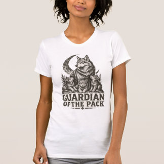Mama Wolf and Pups Forest Moon Nature Graphic T-Shirt