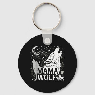 Mama Wolf Gifts Matching Family Tribe Wolves Moon Key Ring