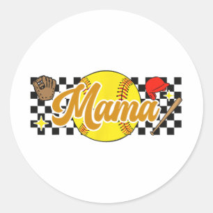 Mama Women Mothers Day Softball Lover Softball Mum Classic Round Sticker