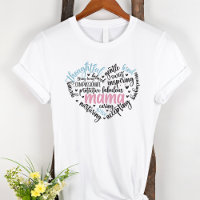 Mama Word Cloud Blue and Pink Heart Mother
