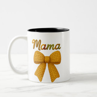 mama  yarn design Two-Tone coffee mug