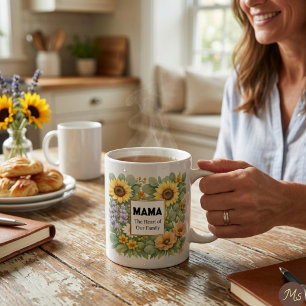 MAMA Yellow Sunflower Purple Lavender Faux Gold Coffee Mug