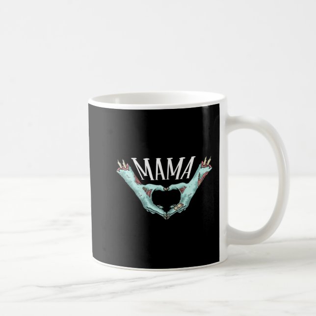 Mama Zombie Hand Heart Halloween Costume Family Ma Coffee Mug (Right)