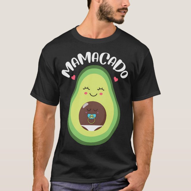 Mamacado Pregnant Avocado Pregnancy Announcement T-Shirt (Front)