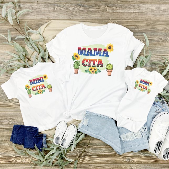 Mamacita, Mummy and Me With Cactus and Sunflowers T-Shirt (Creator Uploaded)