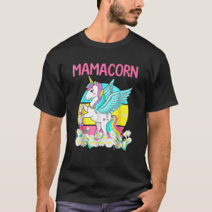 Mamacorn Cute Vintage Unicorn Daisy Flowers Mom Mo T-Shirt