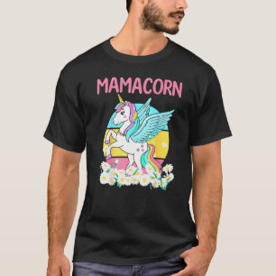 Mamacorn Cute Vintage Unicorn Daisy Flowers Mum Mo T-Shirt