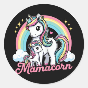 Mamacorn - Funny Cute Unicorn Costume Mum Mother's Classic Round Sticker