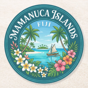 Mamanuca Islands Fiji Round Paper Coaster